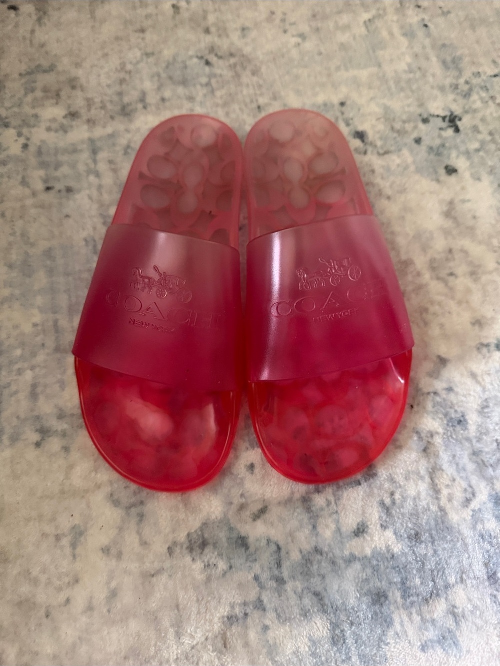 COACH pink Transparent Jelly Slide Sandals
